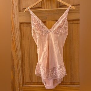 NWT Victoria’s Secret Angels Blush Pink Sheer Lace Unlined Teddy Lingerie XL New